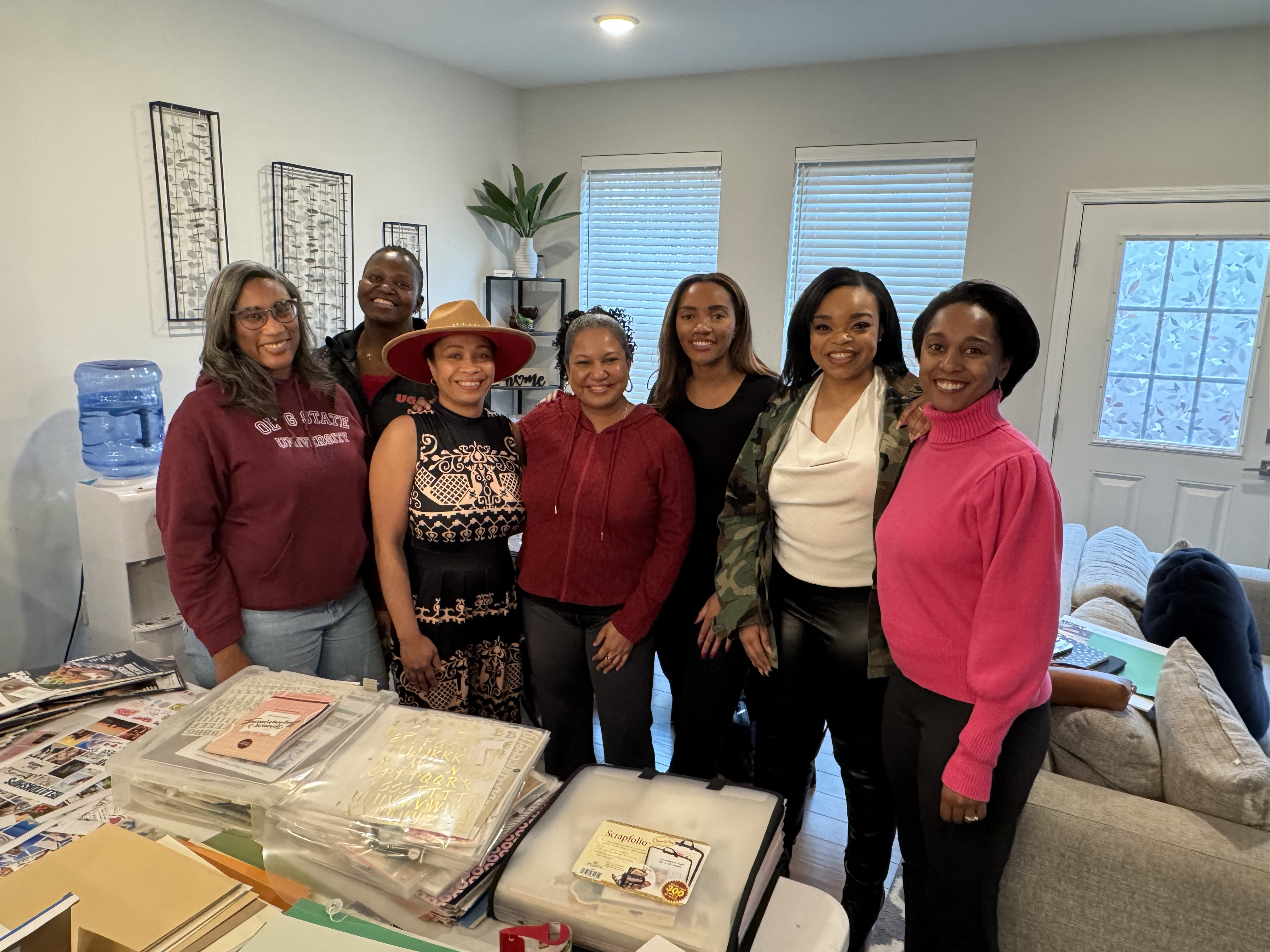 Candice White with workshop participants after a training session
